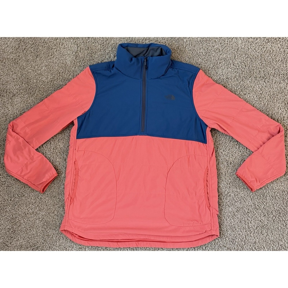 The North Face Mountain Sweatshirt 1/4 Zip Navy Coral Multi womens sz‎ Large